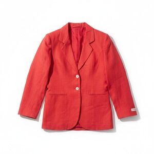 International Scene Red Blazer Jacket,‎ Made in Russia, Vintage 100% Pure Linen